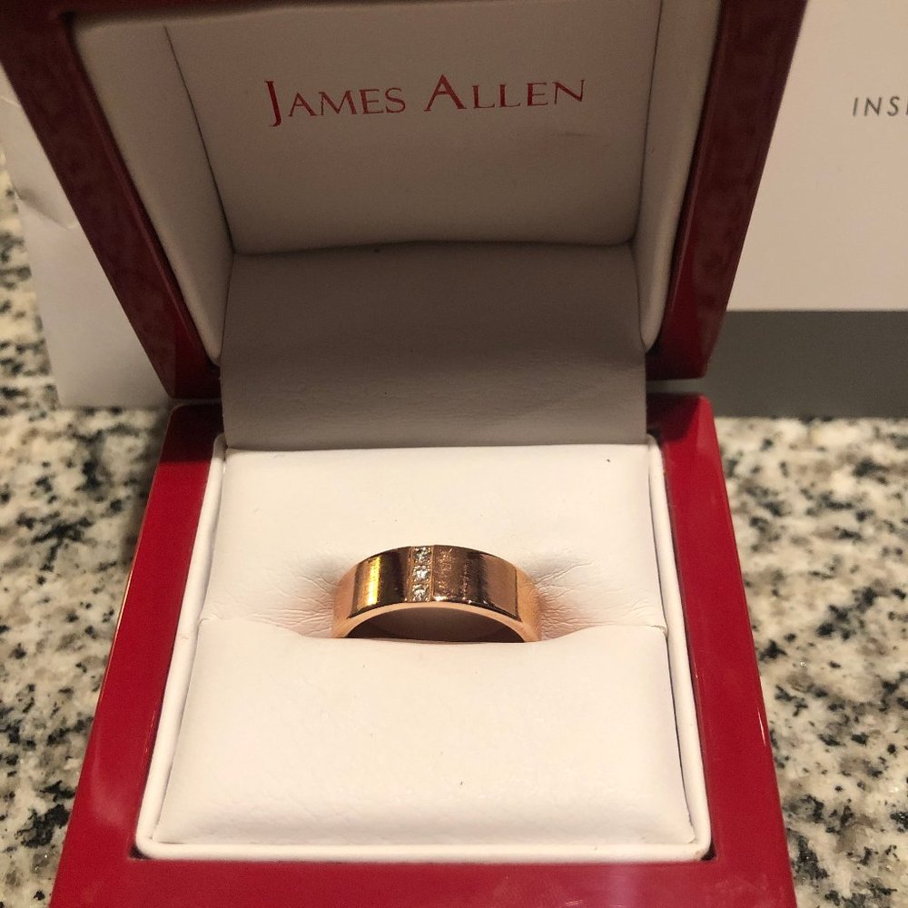 James Allen Rose Gold Band Three Diamond